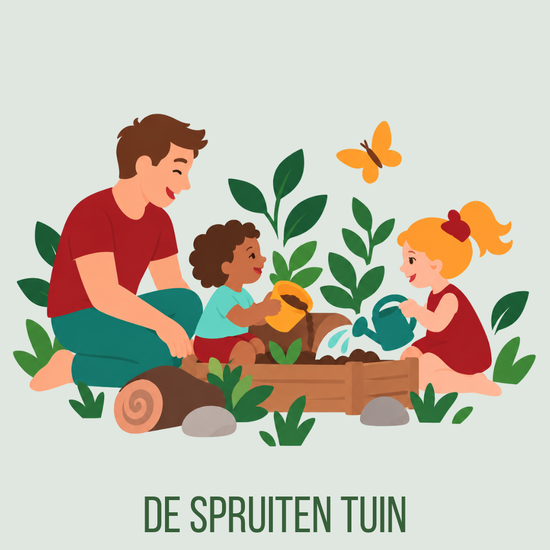 Onze tuin in Gent om buiten te spelen en elkaar te ontmoeten. We organiseren hier ook veel activiteiten.